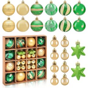 Christmas Ball Ornaments,44Pcs-Red and Green Christmas Balls Ornaments for Xmas Christmas Tree,Shatterproof Plastic Christmas Ornaments Balls kit for Christmas Tree Decorations,Holiday,Party