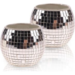 2Pcs Glass Votive Candle Holders Decoration Mosaic Crystal Round Bowl Aromatherapy Candle Stands Handmade Candle Tea Light Holders Decoration Valentine Wedding Anniversary