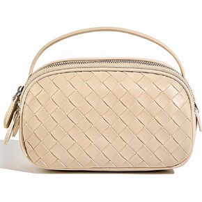 Woven Crossbody Bags for Women Genuine Leather Satchel Handbag with Top Handle Small Shoulder Tote Bag