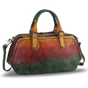 Genuine Leather Satchel Top Handle Handbag Purse for Women Handmade Retro Designer Large Capacity Crossbody Bags