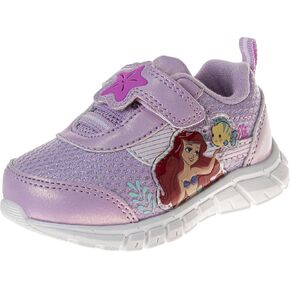 Disney Character Strap Shoes for Baby Girls - Little Mermaid Ariel Comftable Lightweight Sneakers (Size 2-4 Infant 5-6 Toddler)