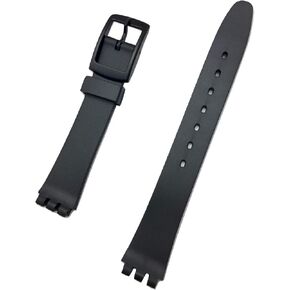 NewLife 14mm Black Rubber Watchband - Comfortable and Durable PVC Material Replacement Watchstrap