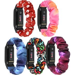 Scrunchie Watch Bands for Women Compatible with Fitbit Luxe Elastic Scrunchy Replacement Band Soft Stretchy Band For Fitbit Luxe, 5 Pack