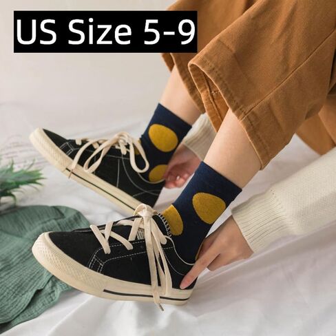 Polka Dots Socks Retro Big Dot Women High Ankle 5 Pairs Y2K Preppy Neutral Style Simple Vintage in Saudi Arabia