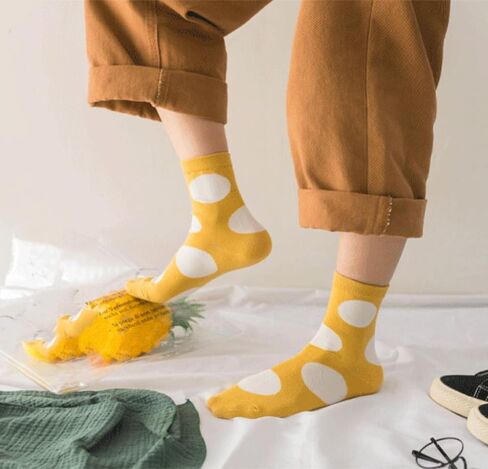 Polka Dots Socks Retro Big Dot Women High Ankle 5 Pairs Y2K Preppy Neutral Style Simple Vintage in Saudi Arabia