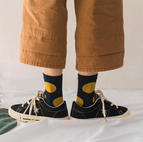 Polka Dots Socks Retro Big Dot Women High Ankle 5 Pairs Y2K Preppy Neutral Style Simple Vintage in Saudi Arabia