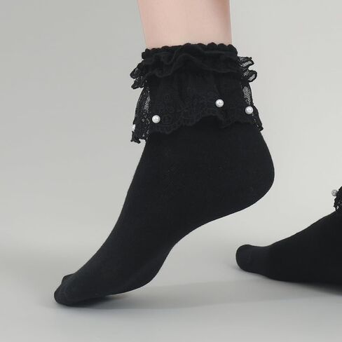 Ruffled Frilly Socks Women - Ankle Curn-Cuff Lettuce Edge Socks，Cute Breathable Casual Scrun Chy Crew Socks in Saudi Arabia