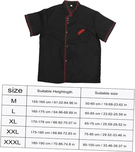 Unisex Short Sleeve Chef 6 Buttons Chef Coat Uniform Chef Coat Shirt Chef Coat Men for Service Restaurant (Black) in Saudi Arabia