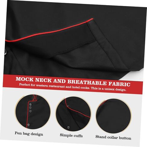 Unisex Short Sleeve Chef 6 Buttons Chef Coat Uniform Chef Coat Shirt Chef Coat Men for Service Restaurant (Black) in Saudi Arabia