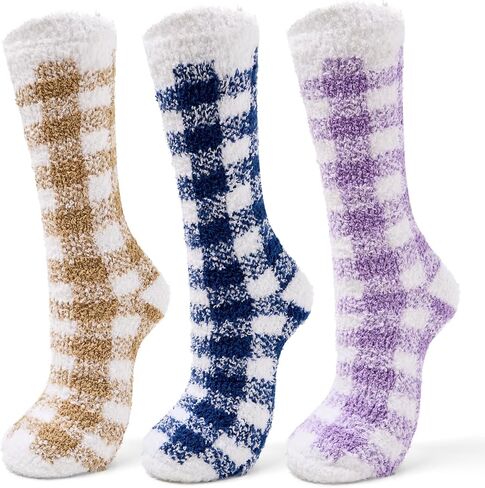 Women Winter Fuzzy Socks Thermal Plush Socks for Womens Thick Warm Slipper Socks for Ladies 3 Pack in Kuwait