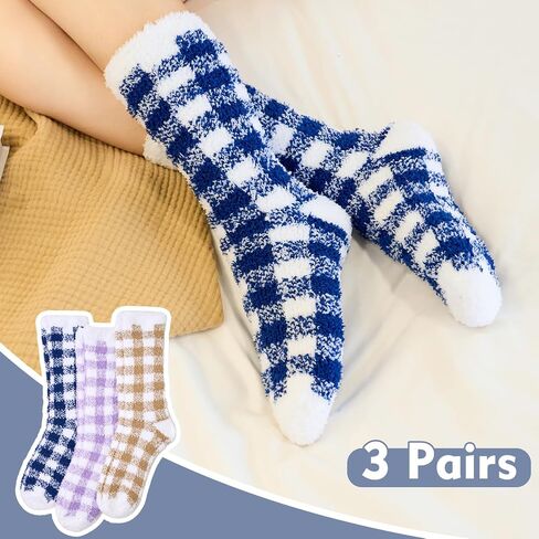 Women Winter Fuzzy Socks Thermal Plush Socks for Womens Thick Warm Slipper Socks for Ladies 3 Pack in Kuwait