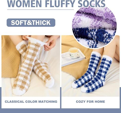 Women Winter Fuzzy Socks Thermal Plush Socks for Womens Thick Warm Slipper Socks for Ladies 3 Pack in Kuwait
