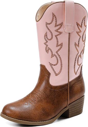 Cowboy Boots for Girls Pointed Toe Kids Cowgirl Boots Mid Calf Western Youth Cowgirl Boots Horse Riding Party for Toddler Little Big Kids in Kuwait