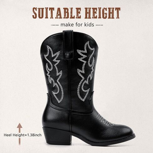 Cowboy Boots for Girls Pointed Toe Kids Cowgirl Boots Mid Calf Western Youth Cowgirl Boots Horse Riding Party for Toddler Little Big Kids in Kuwait