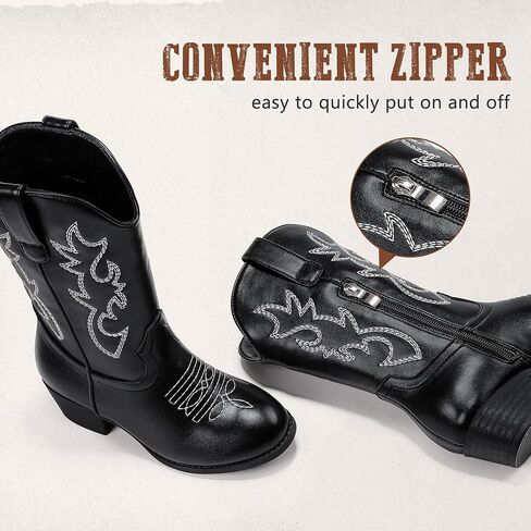 Cowboy Boots for Girls Pointed Toe Kids Cowgirl Boots Mid Calf Western Youth Cowgirl Boots Horse Riding Party for Toddler Little Big Kids in Kuwait