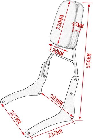 Passenger Sissy Bar Rear Backrest Pad for Kawasaki Vulcan 900 VN900 Classic Custom LT SE 1996-2023, Black in Saudi Arabia