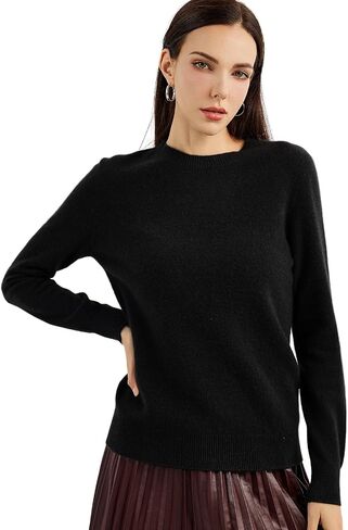 Women's 100% Pure Cashmere Sweater 2024 Fall Winter Crew Neck Long Sleeve Warm Soft Knitted Pullover in Kuwait