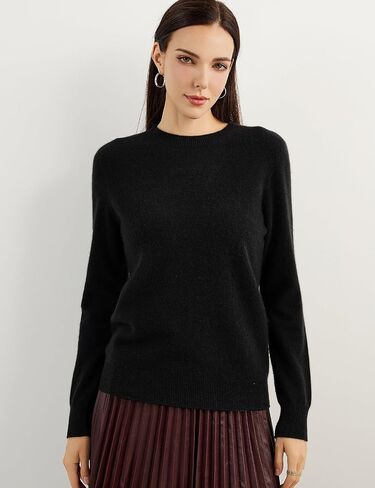 Women's 100% Pure Cashmere Sweater 2024 Fall Winter Crew Neck Long Sleeve Warm Soft Knitted Pullover in Kuwait