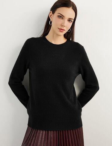 Women's 100% Pure Cashmere Sweater 2024 Fall Winter Crew Neck Long Sleeve Warm Soft Knitted Pullover in Kuwait