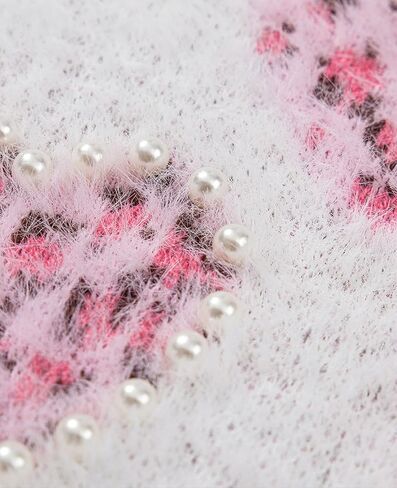 SELINK Women's Fuzzy Heart Sweater V Neck Pearl Drop Shoulder Casual Long Sleeve Valentines Sweaters Pullover Tops in Kuwait