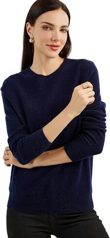 Women's 100% Pure Cashmere Sweater 2024 Fall Winter Crew Neck Long Sleeve Warm Soft Knitted Pullover in Kuwait