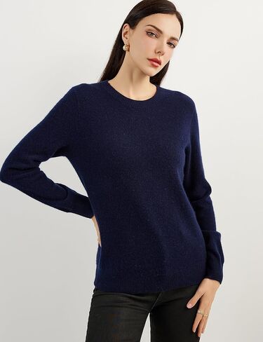 Women's 100% Pure Cashmere Sweater 2024 Fall Winter Crew Neck Long Sleeve Warm Soft Knitted Pullover in Kuwait