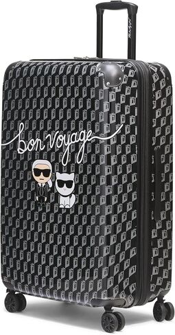 Karl Lagerfeld Paris Expandable Spinners Hardside Bon Voyage Suitcase, Black/Grey in Saudi Arabia