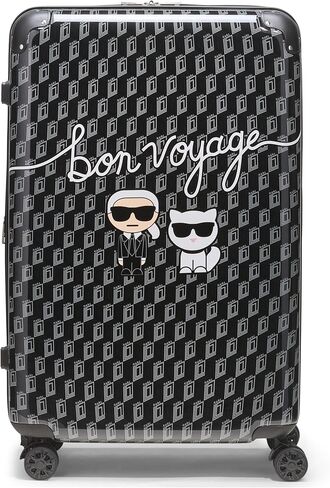 Karl Lagerfeld Paris Expandable Spinners Hardside Bon Voyage Suitcase, Black/Grey in Saudi Arabia