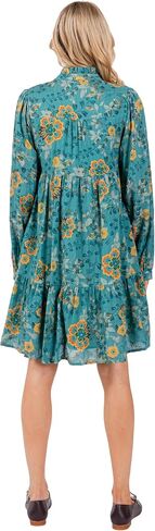 Women's Casual Long Sleeve Tie V Neck Ruffle Tiered A-Line Swing Boho Mini Dress with Pockets in Saudi Arabia