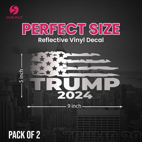 Trump 2024 Stickers, Pack of 2, Trump Make US Proud Again, take America Back Trump Flag, Trump Bumper Stickers, Trump Merchandise Decals for Cars, Laptops, Windows(Reflective Vinyl, 10 x 5) in Saudi Arabia