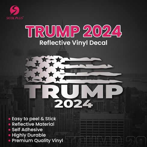 Trump 2024 Stickers, Pack of 2, Trump Make US Proud Again, take America Back Trump Flag, Trump Bumper Stickers, Trump Merchandise Decals for Cars, Laptops, Windows(Reflective Vinyl, 10 x 5) in Saudi Arabia