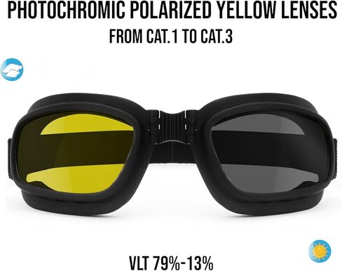 Bertoni Motorcycle Goggles Riding Padded Glasses Photochromic - Adjustable Strap - Ventilated mod. 112 Motorbike Goggles in Saudi Arabia