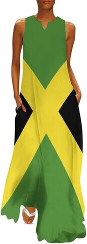 TAIZIYEAH Jamaican Flag Elegant Casual Long Dress Jamaican Flag Girls Summer Sunshine Beach Skirts for Womens XL in Saudi Arabia