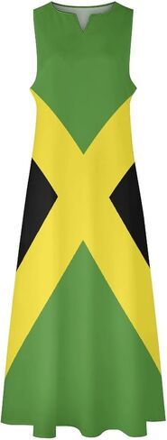TAIZIYEAH Jamaican Flag Elegant Casual Long Dress Jamaican Flag Girls Summer Sunshine Beach Skirts for Womens XL in Saudi Arabia