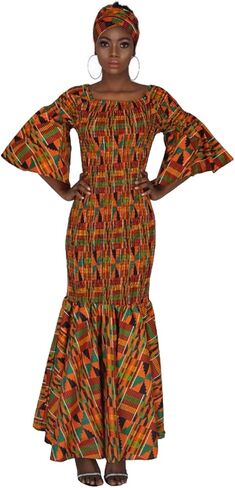 African Kente Mermaid Dress, Long Ankara Dress, Kente Dress, Ankara Women's Dress, Africa Dress, Women's Afrocentric Dress in Saudi Arabia