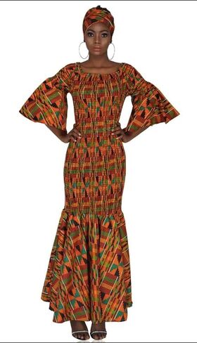 African Kente Mermaid Dress, Long Ankara Dress, Kente Dress, Ankara Women's Dress, Africa Dress, Women's Afrocentric Dress in Saudi Arabia