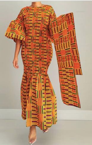 African Kente Mermaid Dress, Long Ankara Dress, Kente Dress, Ankara Women's Dress, Africa Dress, Women's Afrocentric Dress in Saudi Arabia