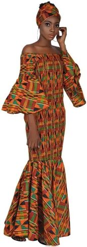 African Kente Mermaid Dress, Long Ankara Dress, Kente Dress, Ankara Women's Dress, Africa Dress, Women's Afrocentric Dress in Saudi Arabia