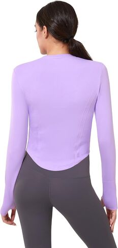 Women Long Sleeve Workout Crop Tops Slim Fit Soft Seamless Yoga Gym Shirts, Crew Neck Going Out Y2k Tops in Saudi Arabia