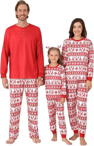 2 Pcs Christmas Pajamas for Family Couples Men Women Pajamas Matching Set Cute Xmas Striped Bear Cartoon Loungewear Set in Kuwait