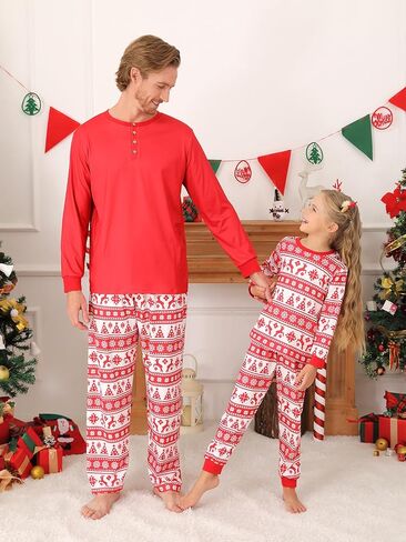 2 Pcs Christmas Pajamas for Family Couples Men Women Pajamas Matching Set Cute Xmas Striped Bear Cartoon Loungewear Set in Kuwait