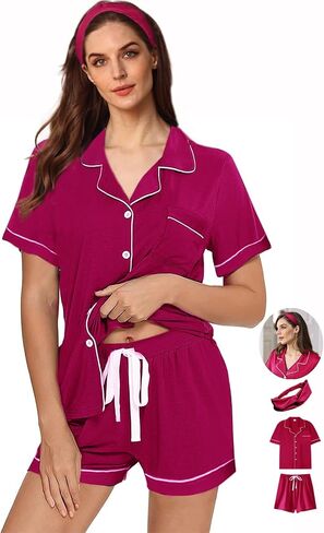 طقم بيجامة حريمي 3 قطعة بيجامة ناعمة مجموعة زر أسفل ملابس النوم محبوك Pjs XS-XXL Pj صالة مجموعة ملابس نوم العروس in Kuwait