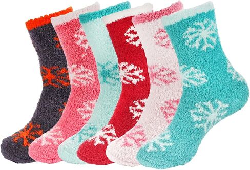 BambooMN Brand - Extra Large Super Soft Warm Cozy Fuzzy Snowflake Socks in Kuwait