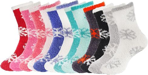 BambooMN Brand - Extra Large Super Soft Warm Cozy Fuzzy Snowflake Socks in Kuwait