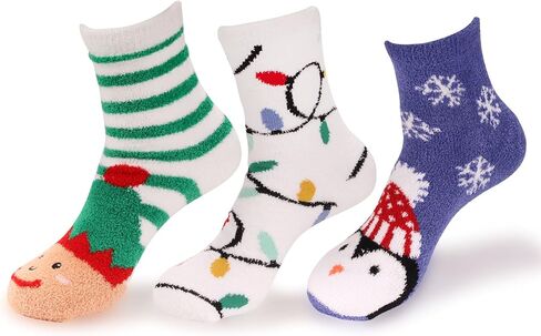 BambooMN Women's Christmas Xmas Animal Super Soft Cozy Warm Fuzzy Comfy Home Indoor Outdoor Socks in Saudi Arabia