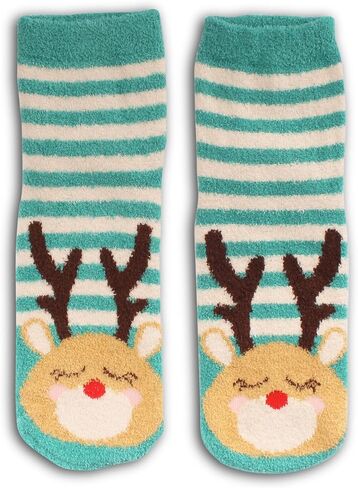 BambooMN Women's Christmas Xmas Animal Super Soft Cozy Warm Fuzzy Comfy Home Indoor Outdoor Socks in Saudi Arabia