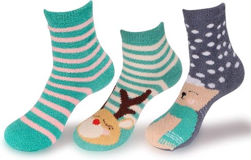 BambooMN Women's Christmas Xmas Animal Super Soft Cozy Warm Fuzzy Comfy Home Indoor Outdoor Socks in Saudi Arabia