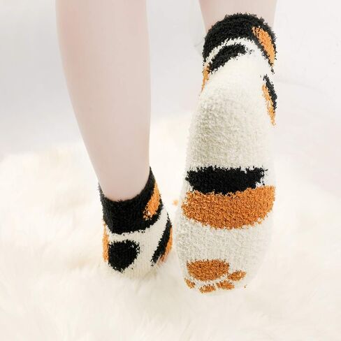 3 Pairs Slipper Socks for Women Girl, Winter Indoor Socks Fuzzy Fluffy Home Socks Soft Cat in Saudi Arabia