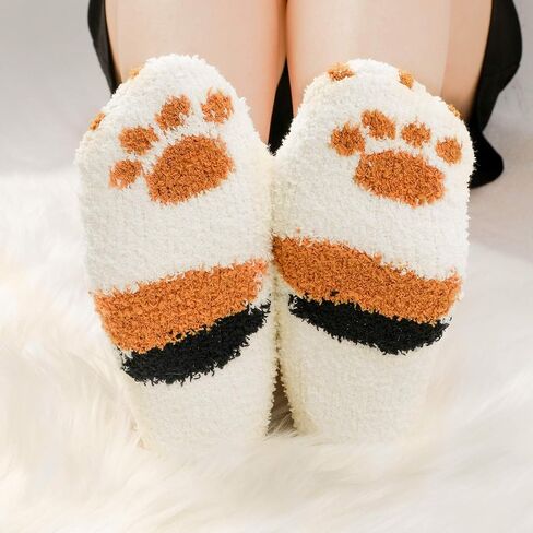 3 Pairs Slipper Socks for Women Girl, Winter Indoor Socks Fuzzy Fluffy Home Socks Soft Cat in Saudi Arabia