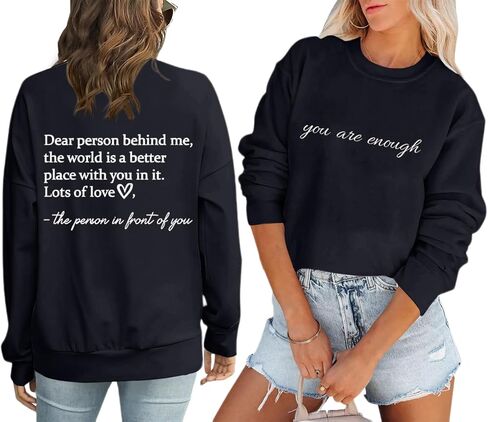Dear Person Behind Me Hoodie You Are Enough Graphic Sweatshirts for Women Mental Health Awareness Shirt Pullover Top in Saudi Arabia